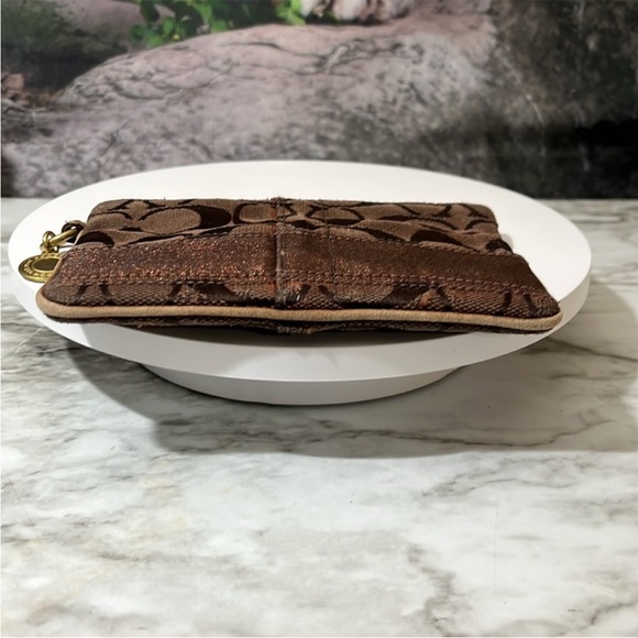 Coach Legacy Signature Wristlet Wallet Clutch with After Market Chain Brown - Picture 10 of 16